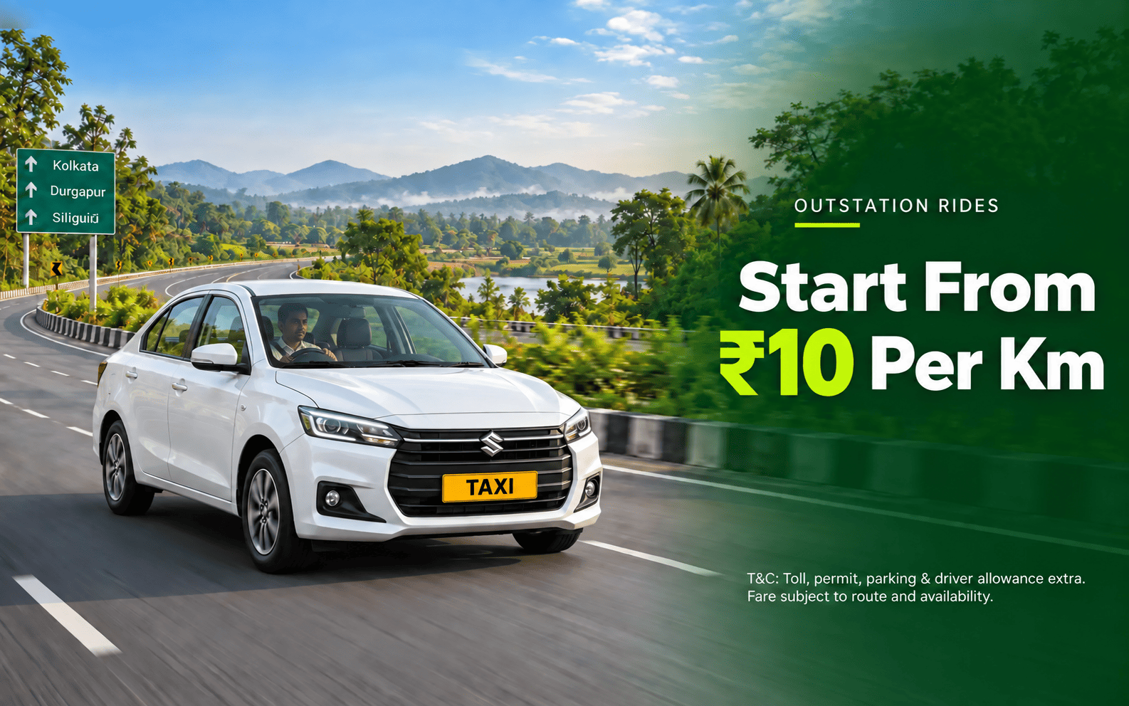 Outstation rides starting from ₹10 per km with Ghumaakar Cabs